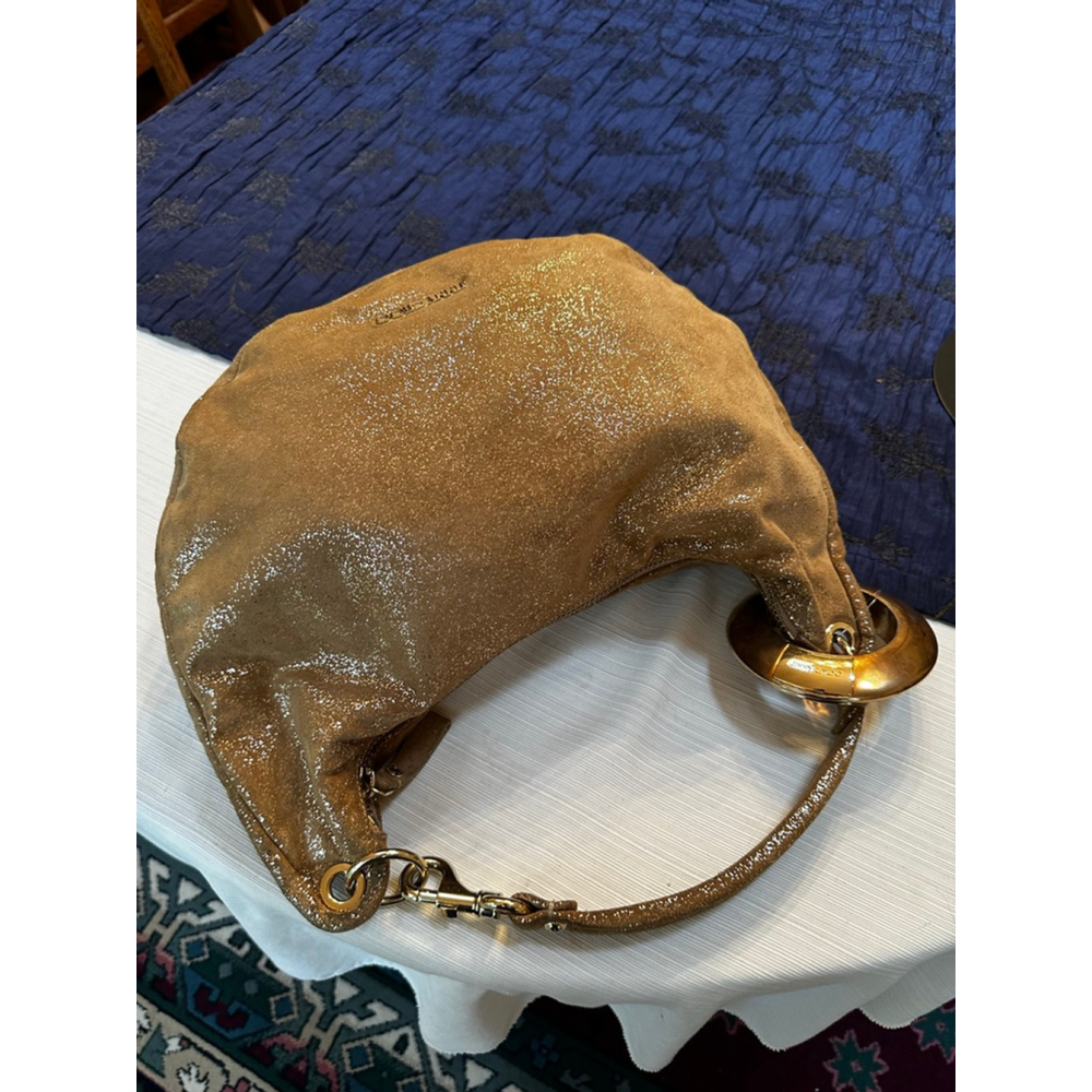 Jimmy Choo Gold Suede Metallic Hobo Bag - Picture 6 of 16
